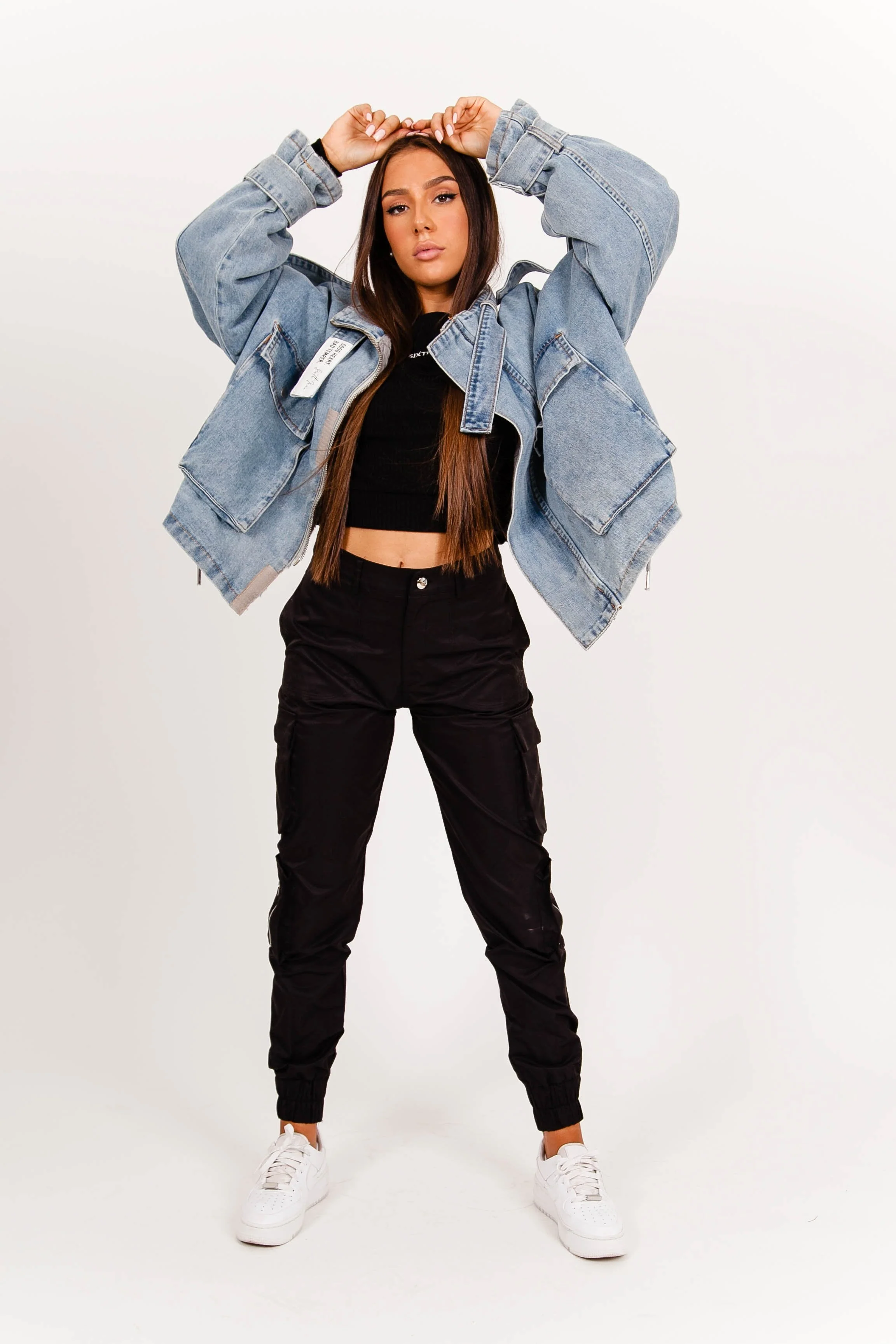 Veste denim cargo doublure Bleu - Image 2
