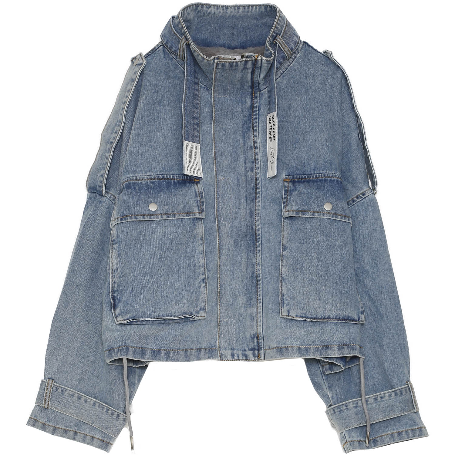 Veste denim cargo doublure Bleu - Image 6
