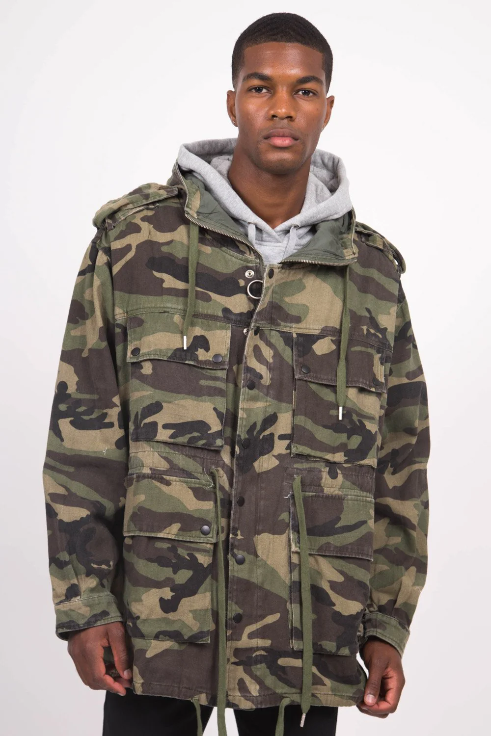 Veste fine oversize vert camouflage