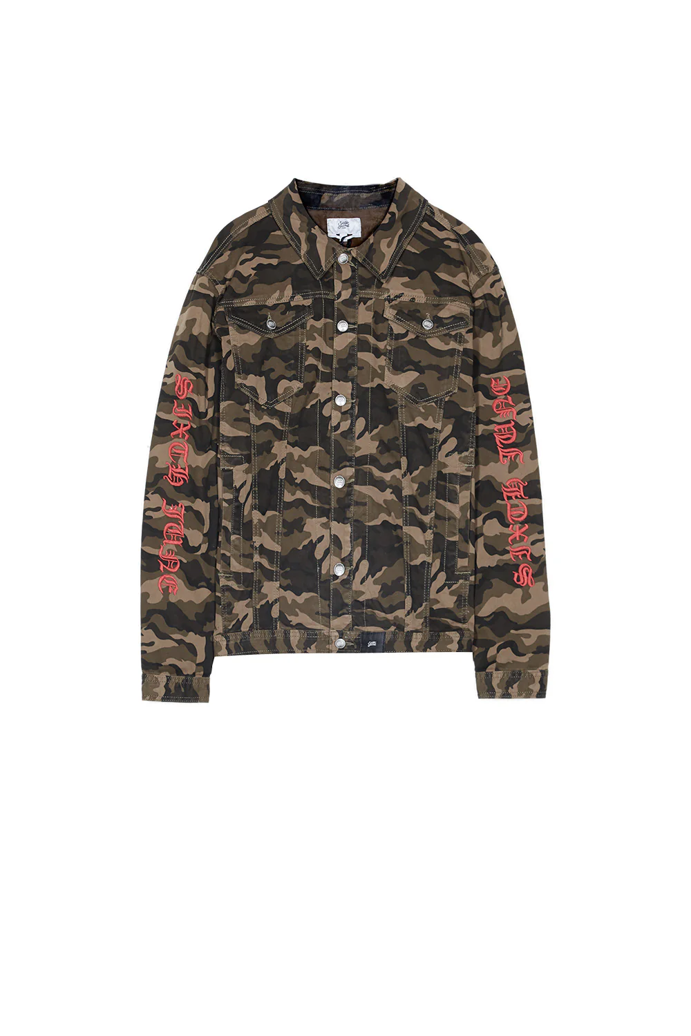 Veste jean camouflage brodée vert