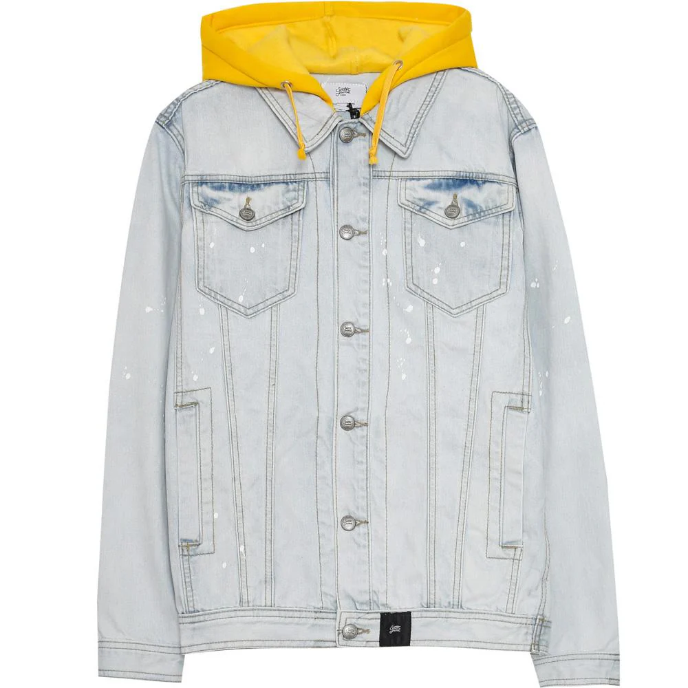 Veste jean capuche bleu jaune - Image 6