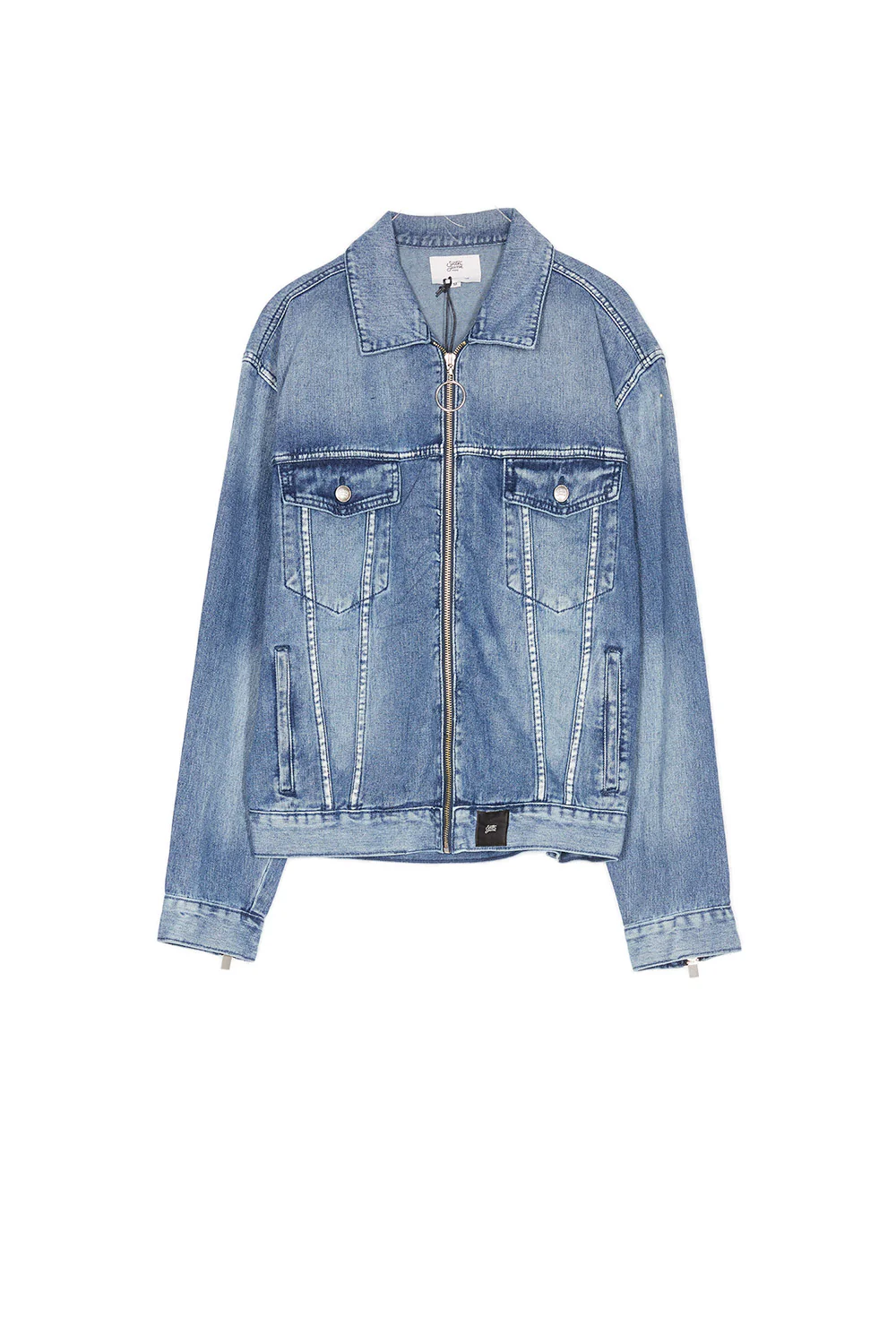 Veste jean zippée bleu