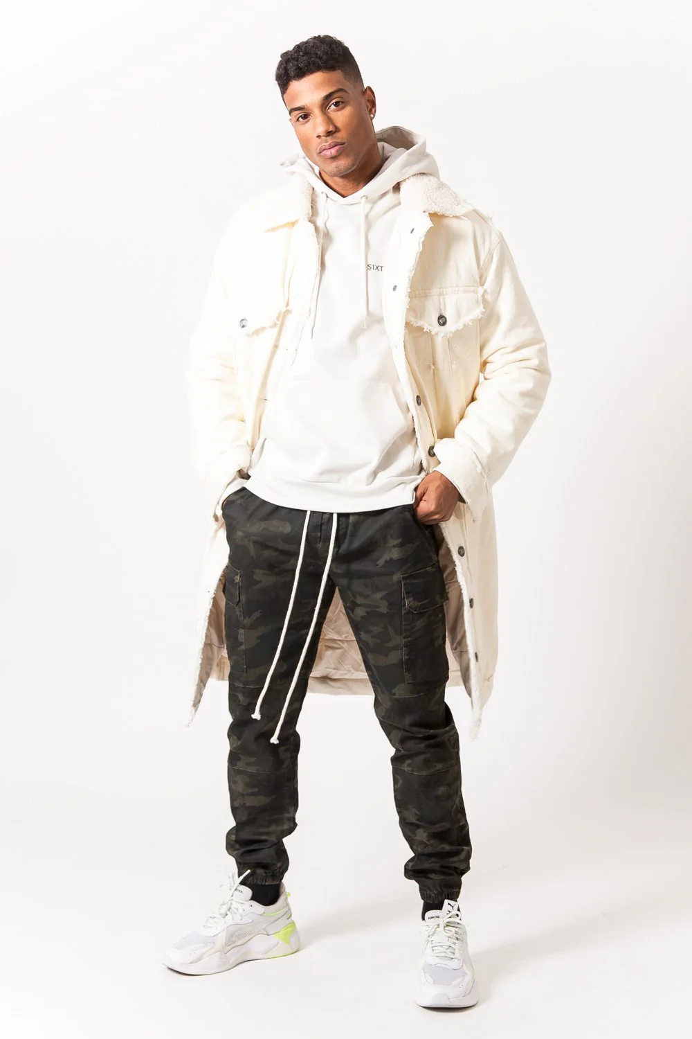 Veste longue jean oversize Beige clair - Image 2