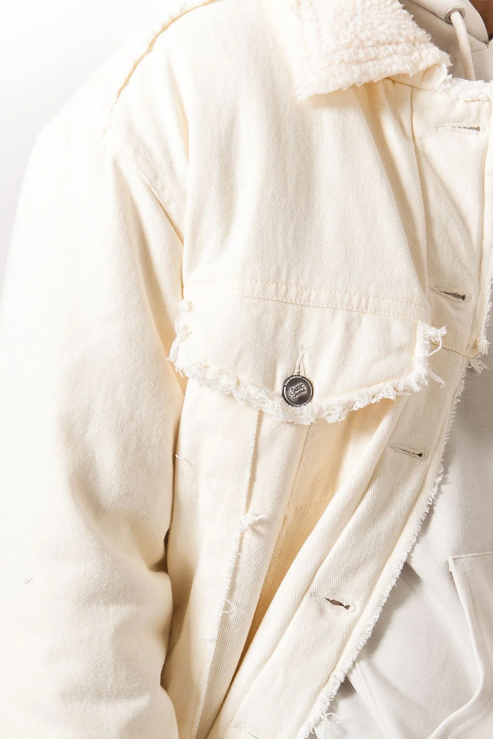 Veste longue jean oversize Beige clair - Image 3