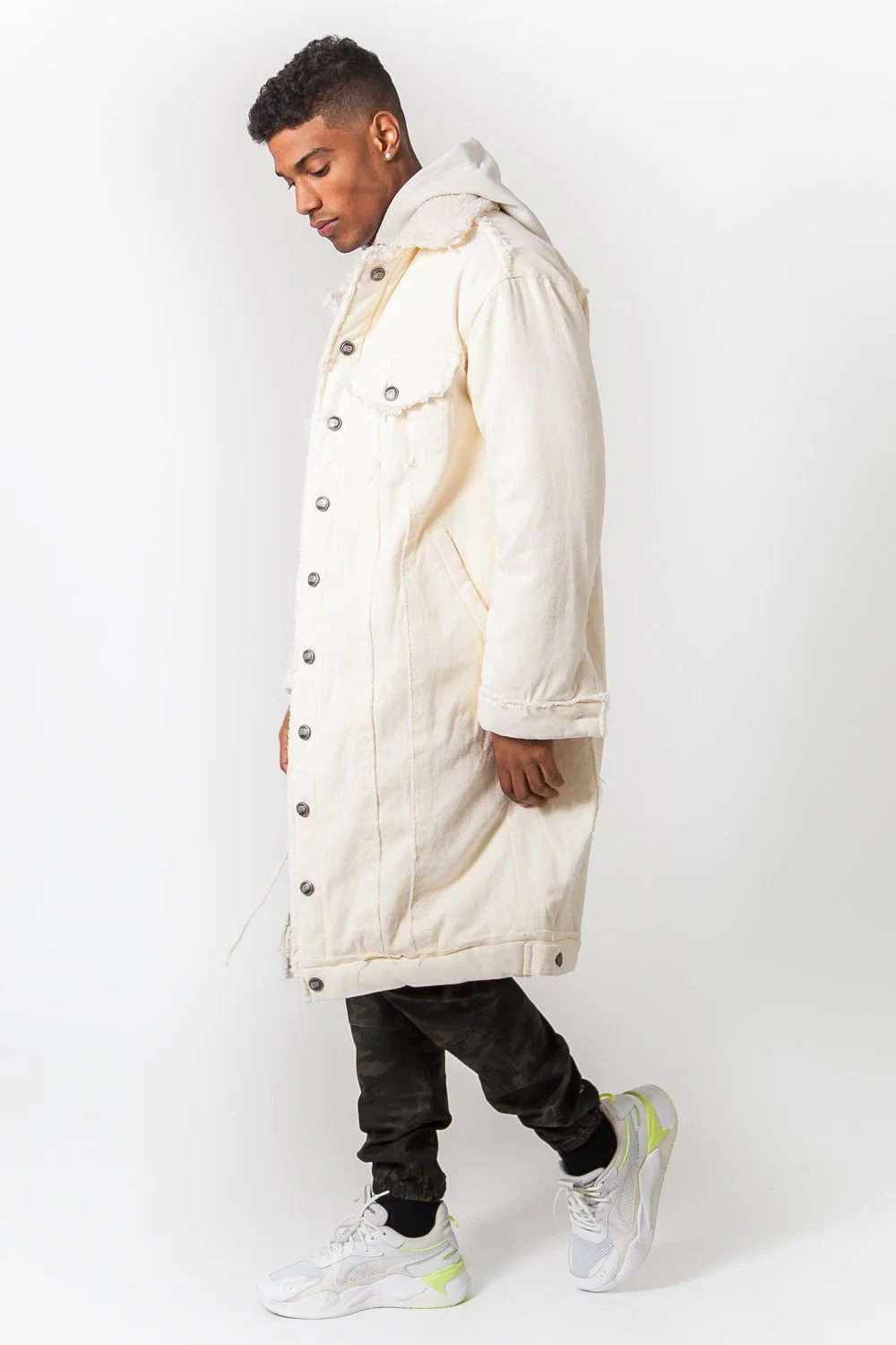 Veste longue jean oversize Beige clair - Image 4