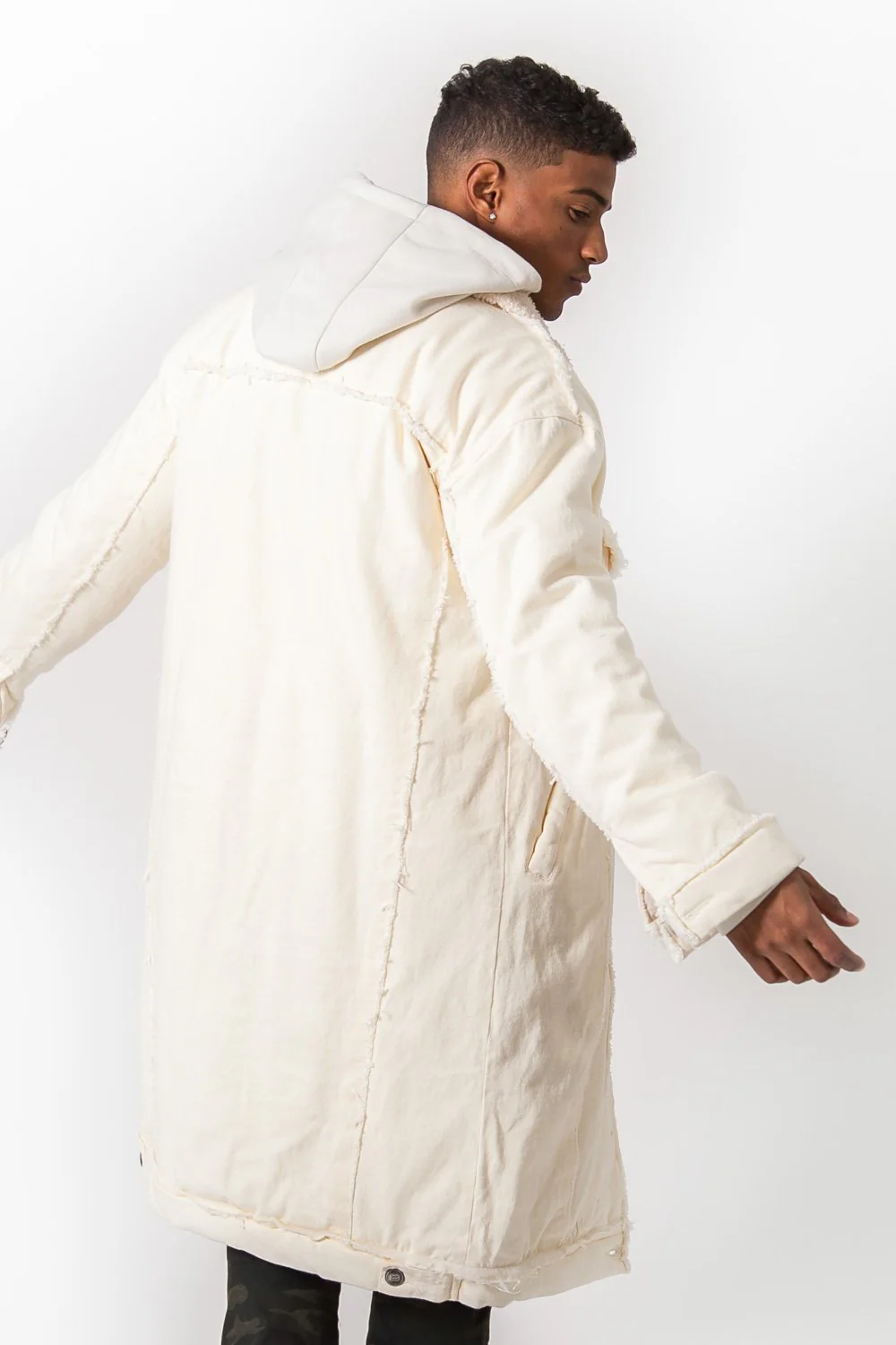 Veste longue jean oversize Beige clair - Image 5