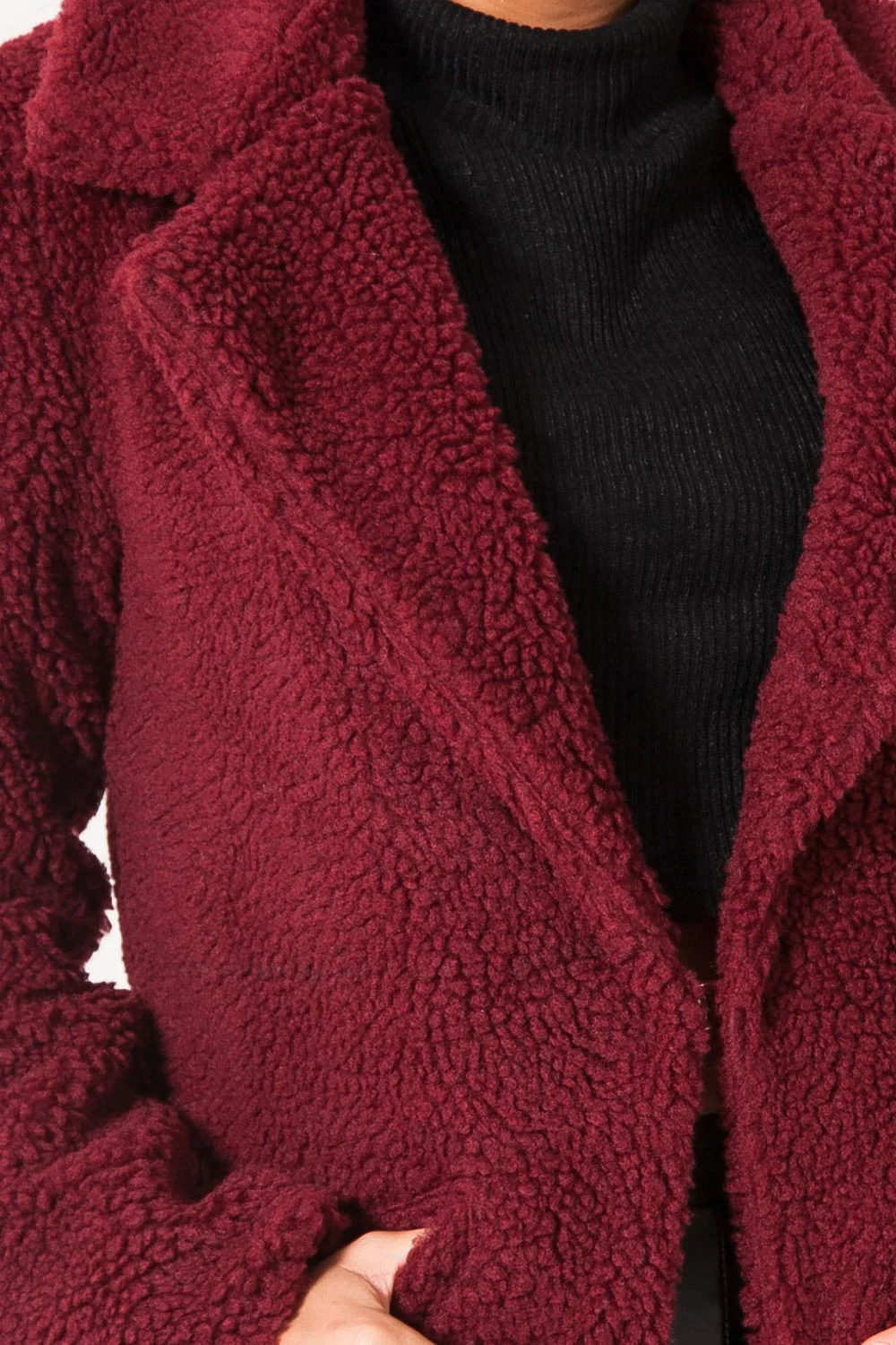 Veste longue sherpa bordeaux - Image 3
