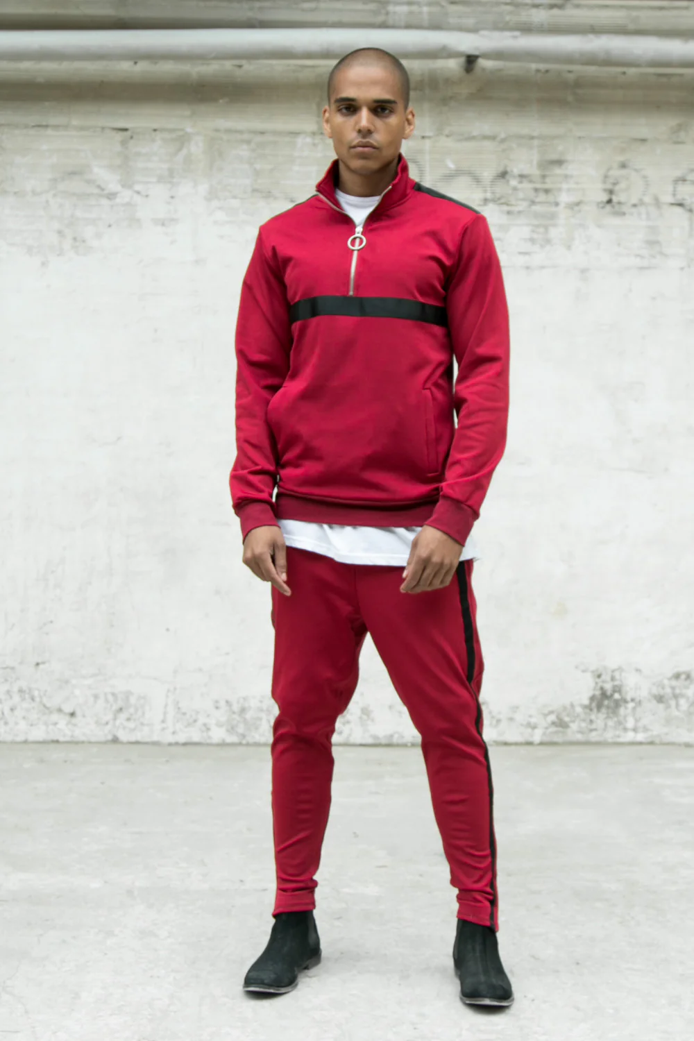 Veste sport bande satin bordeaux - Image 2