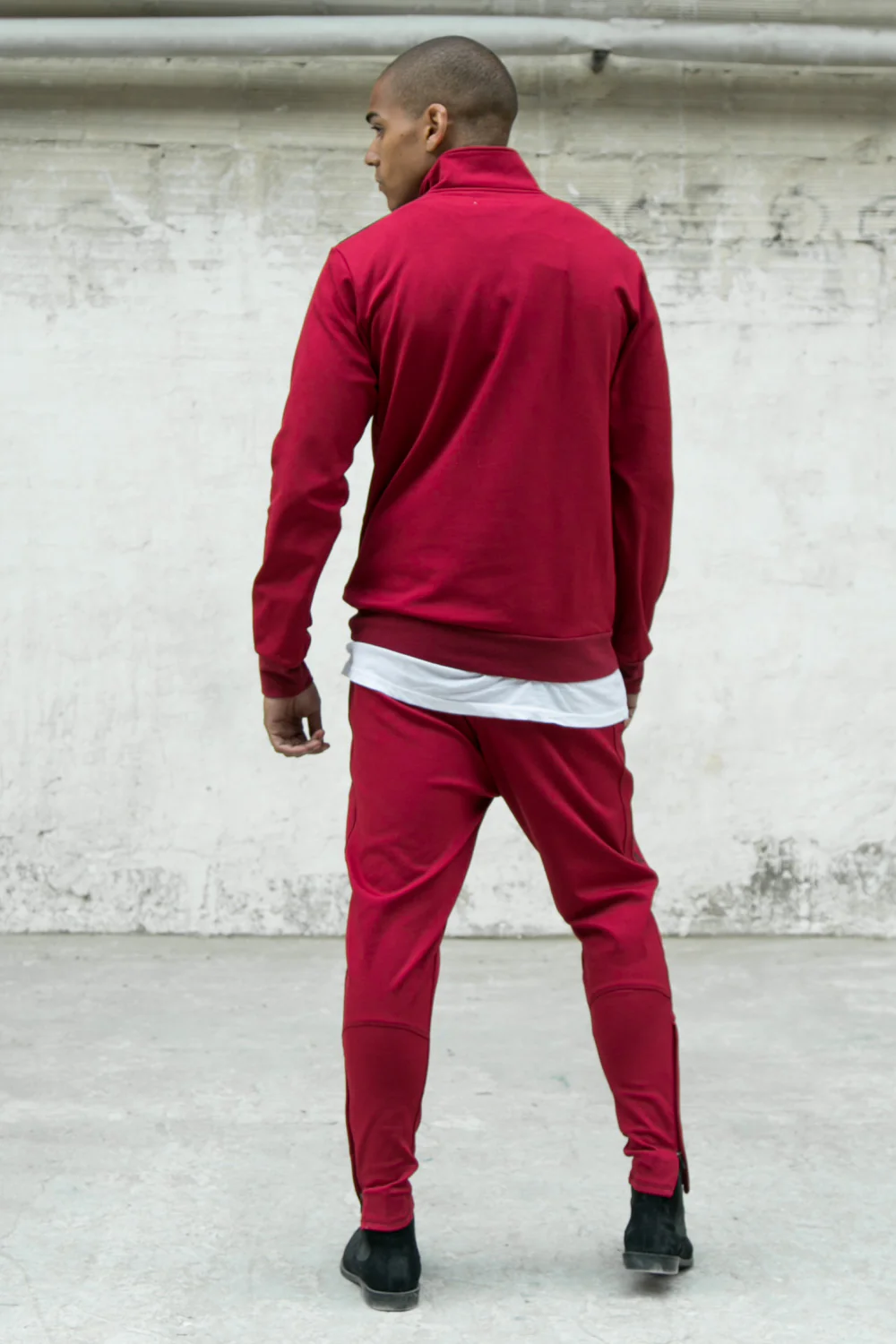 Veste sport bande satin bordeaux - Image 3