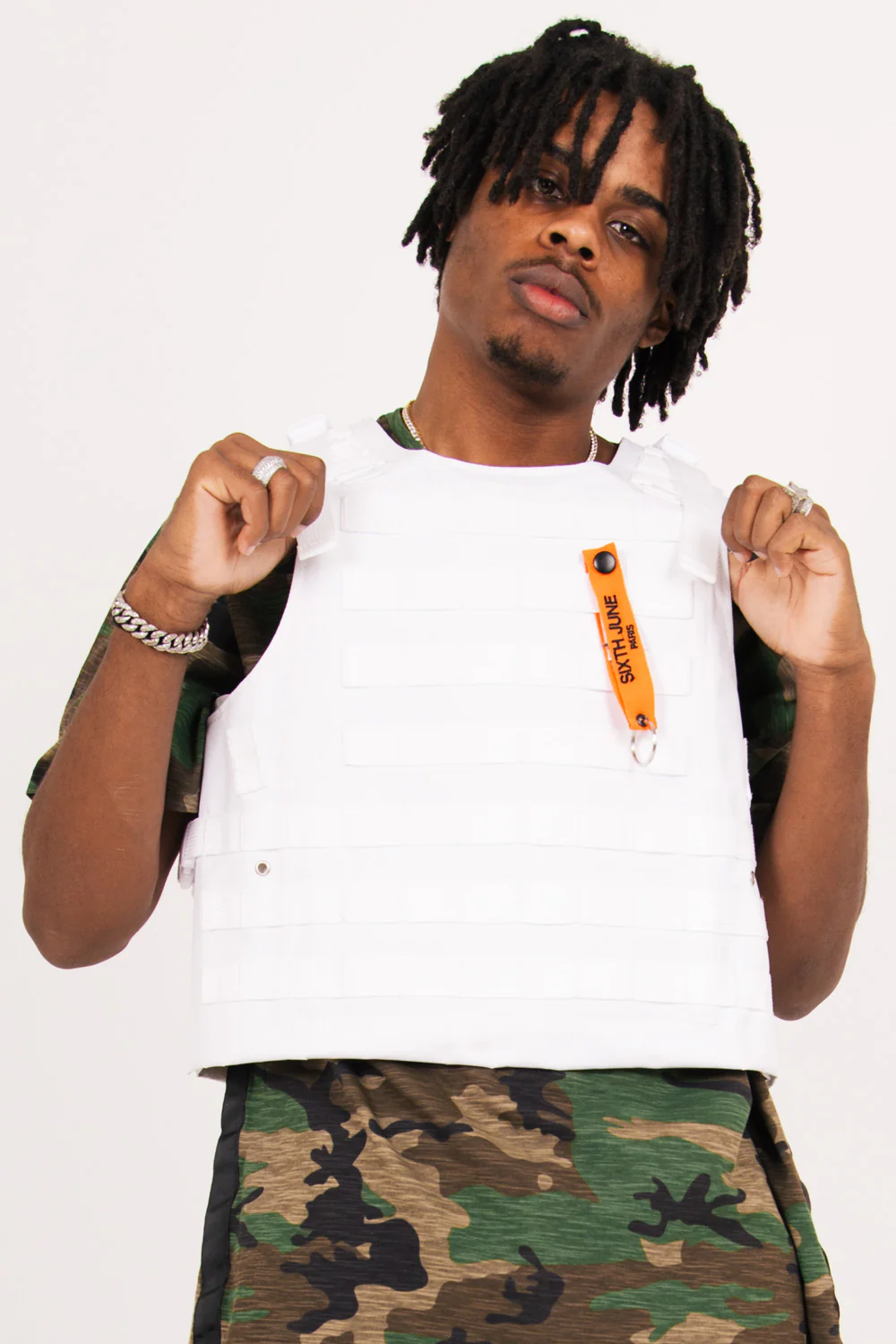 Veste tactique toile clip blanc - Image 2