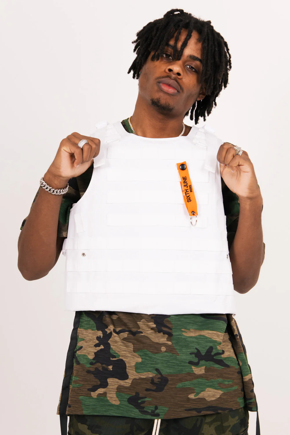 Veste tactique toile clip blanc - Image 3