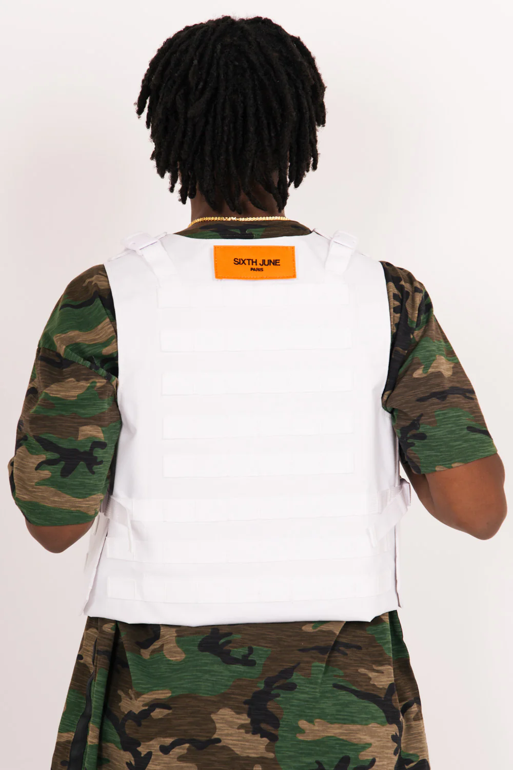 Veste tactique toile clip blanc - Image 4