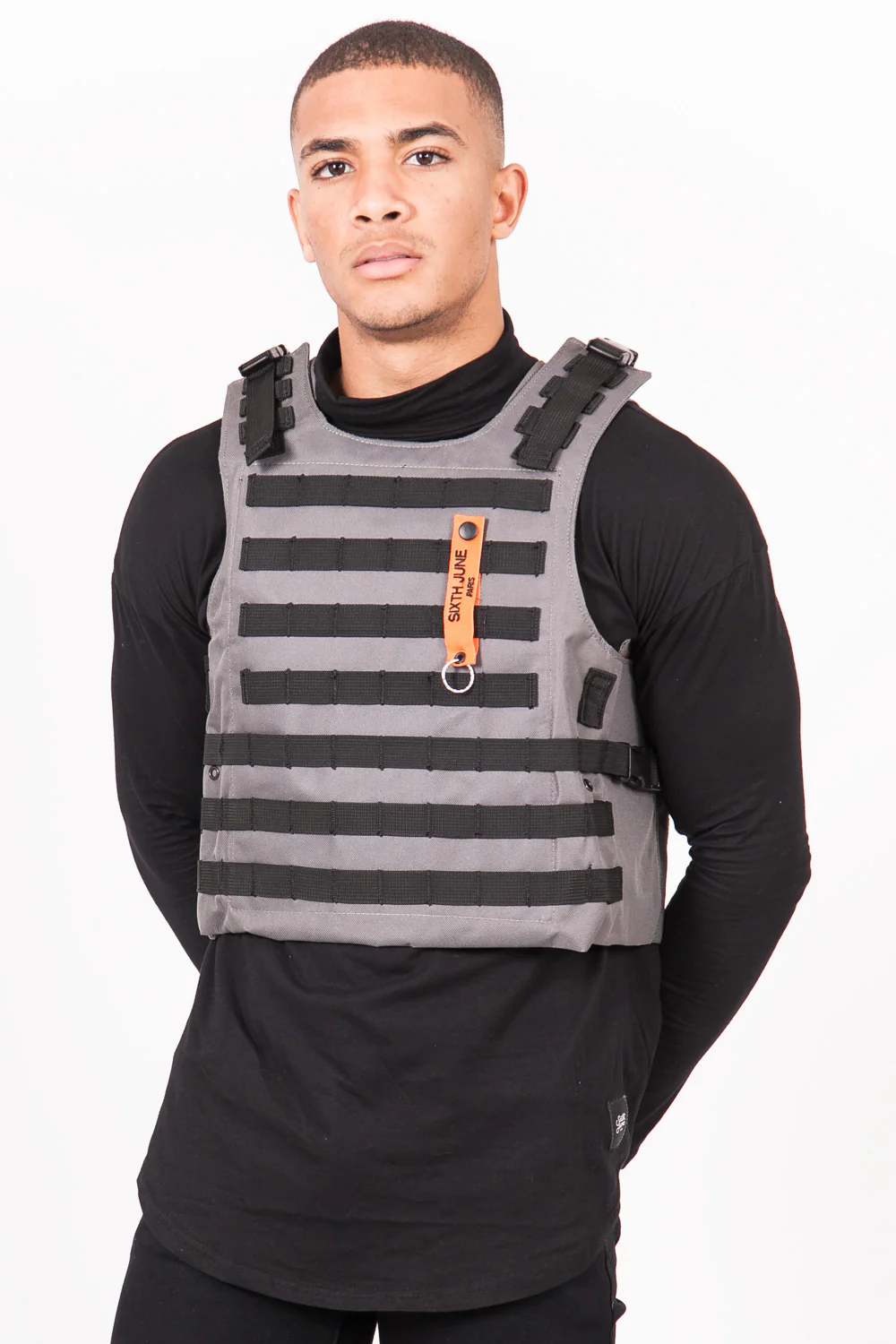Veste tactique toile clip gris - Image 2