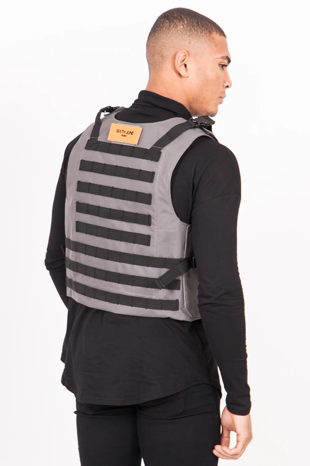 Veste tactique toile clip gris - Image 4