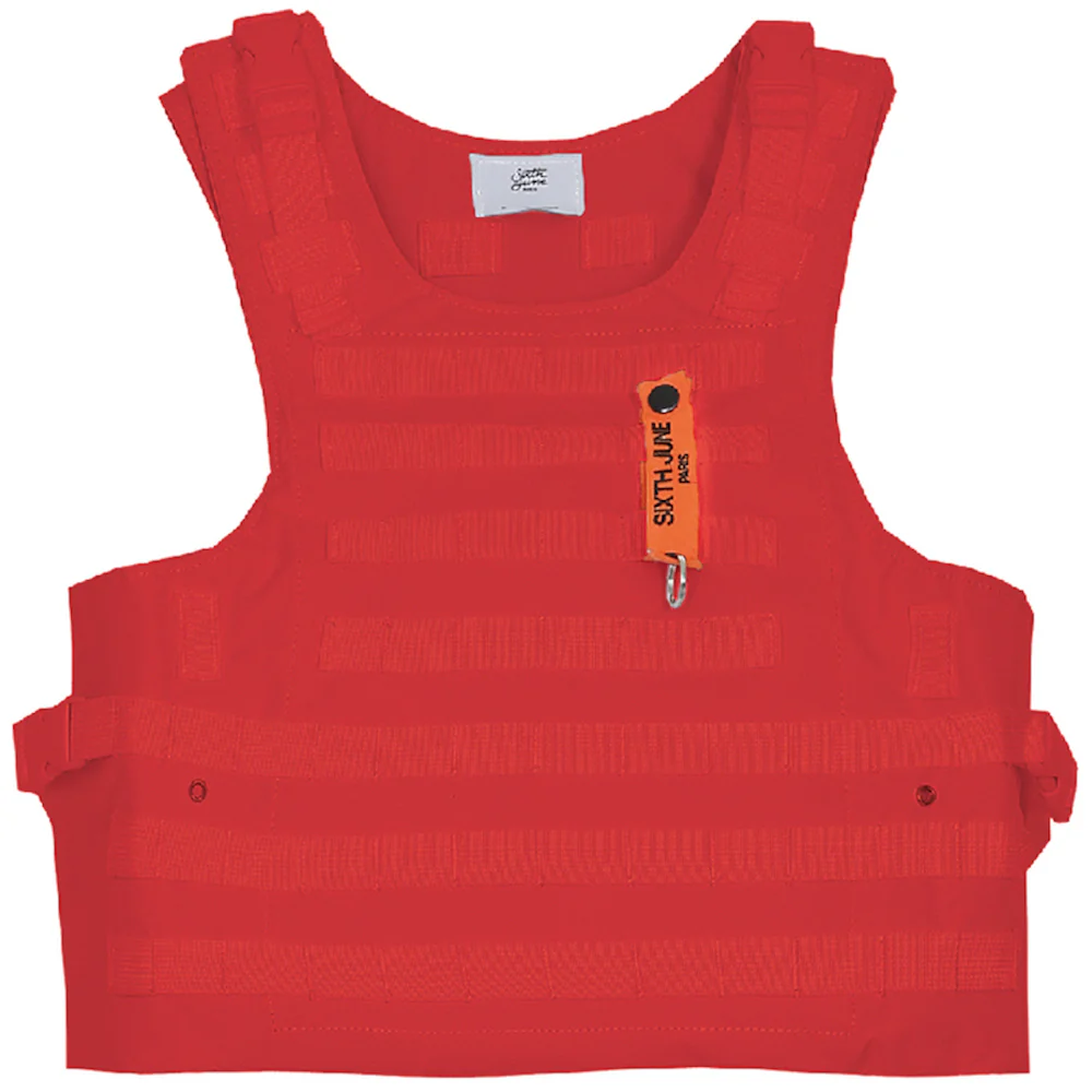 Veste tactique toile clip rouge