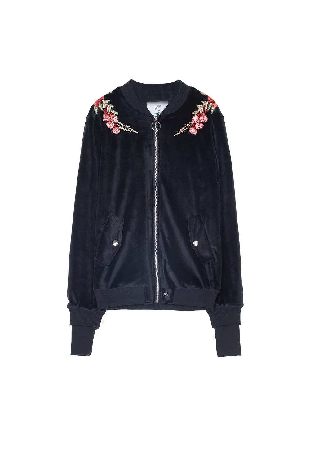 Veste velours broderie roses noir