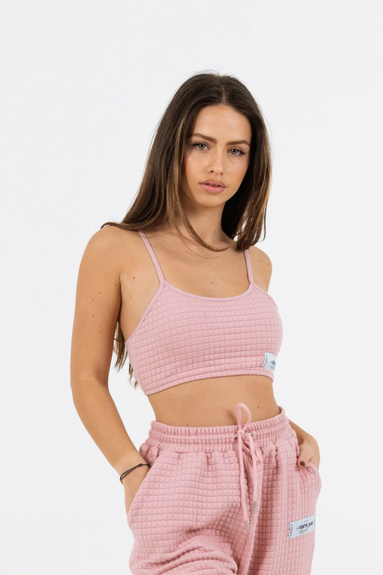 Brassière bretelles gaufré rose
