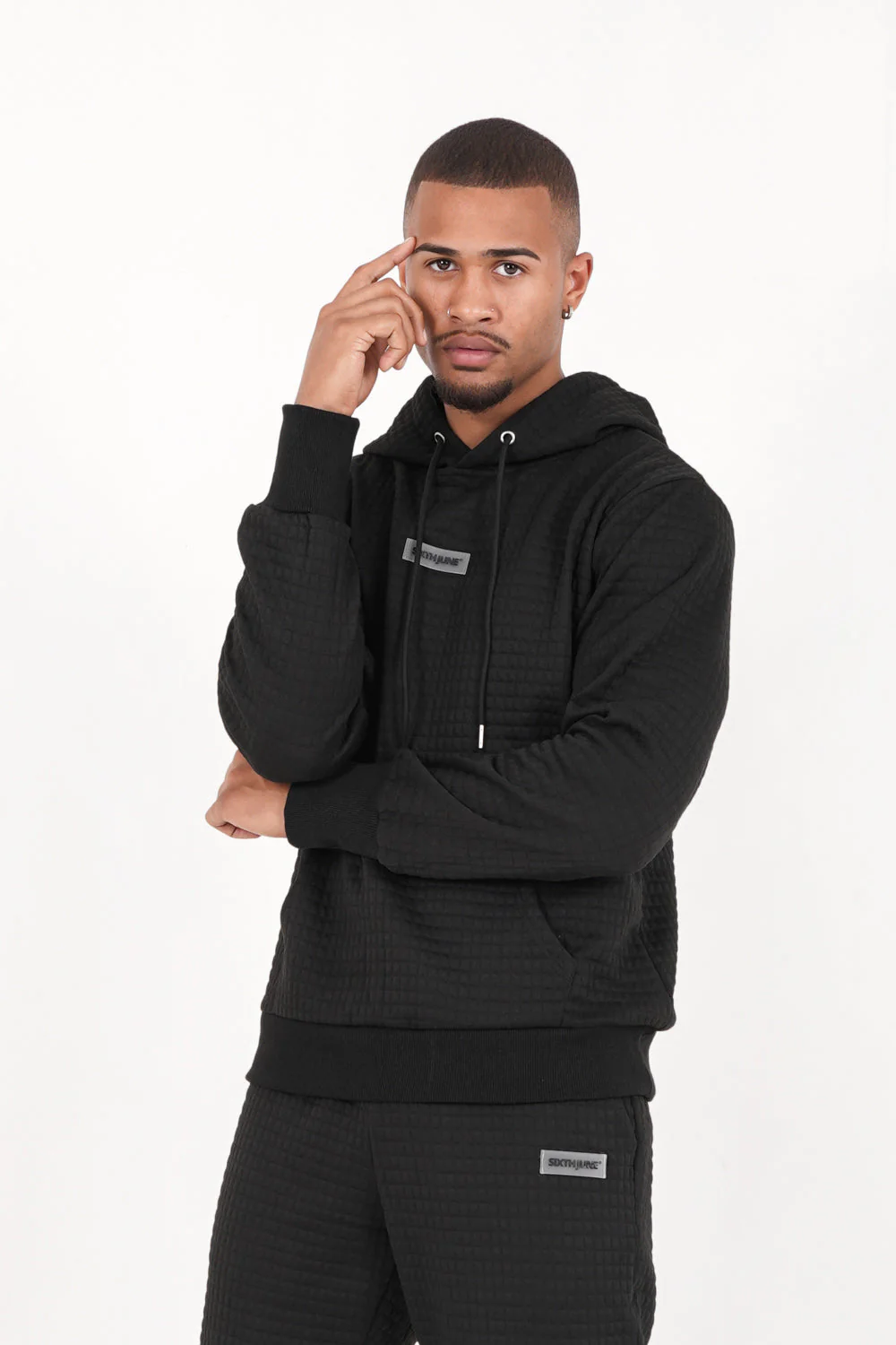 Sweat capuche gaufré Noir