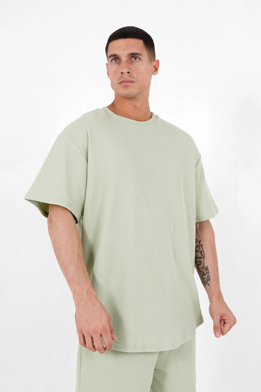 T-shirt gaufré oversize Vert clair