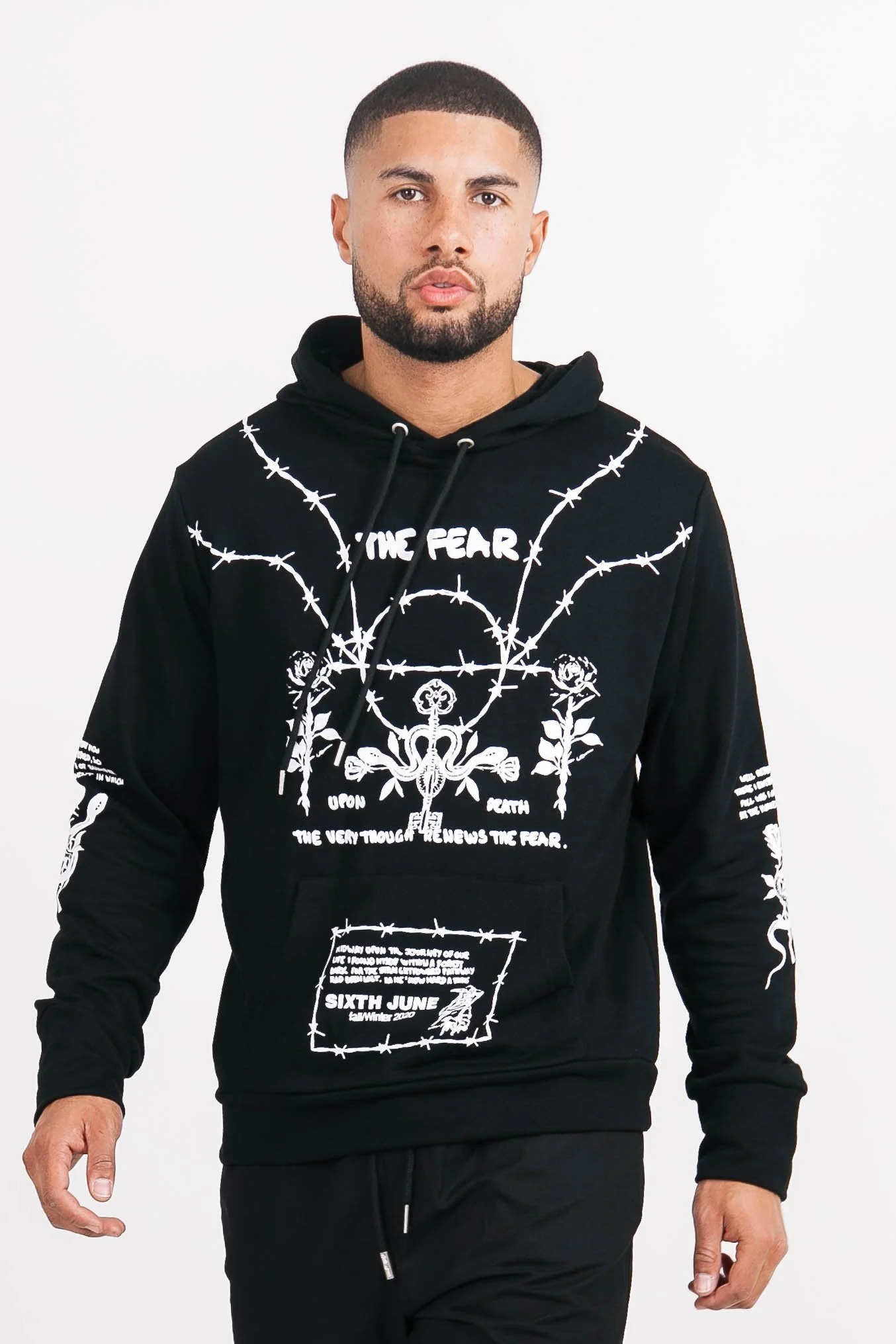 Sweat à capuche roses faucheuse Noir