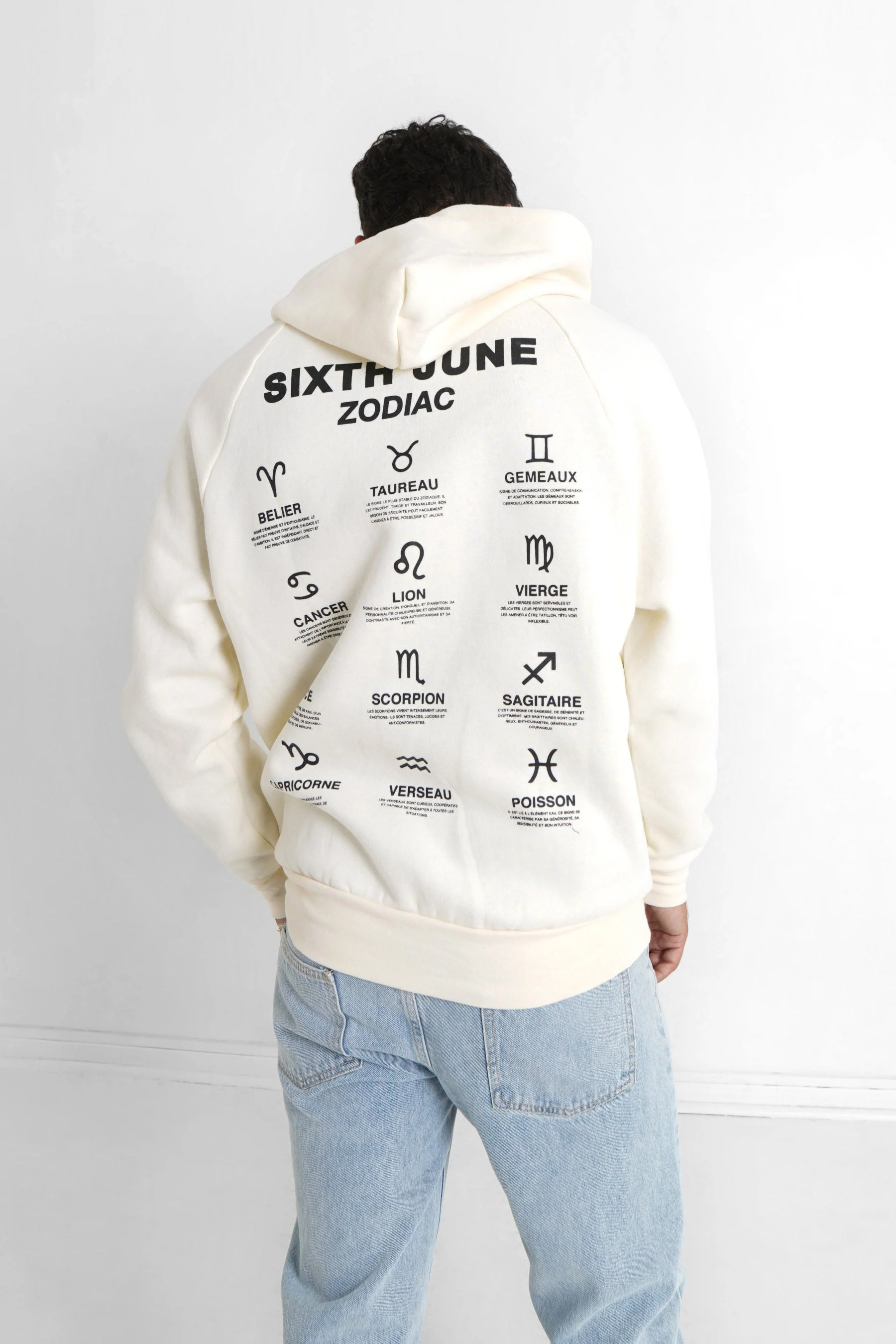 Sweat capuche signes zodiaque Beige clair